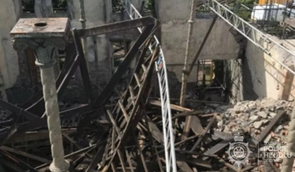 The inside of the church, prior to demolition work (Image: South Wales Police)